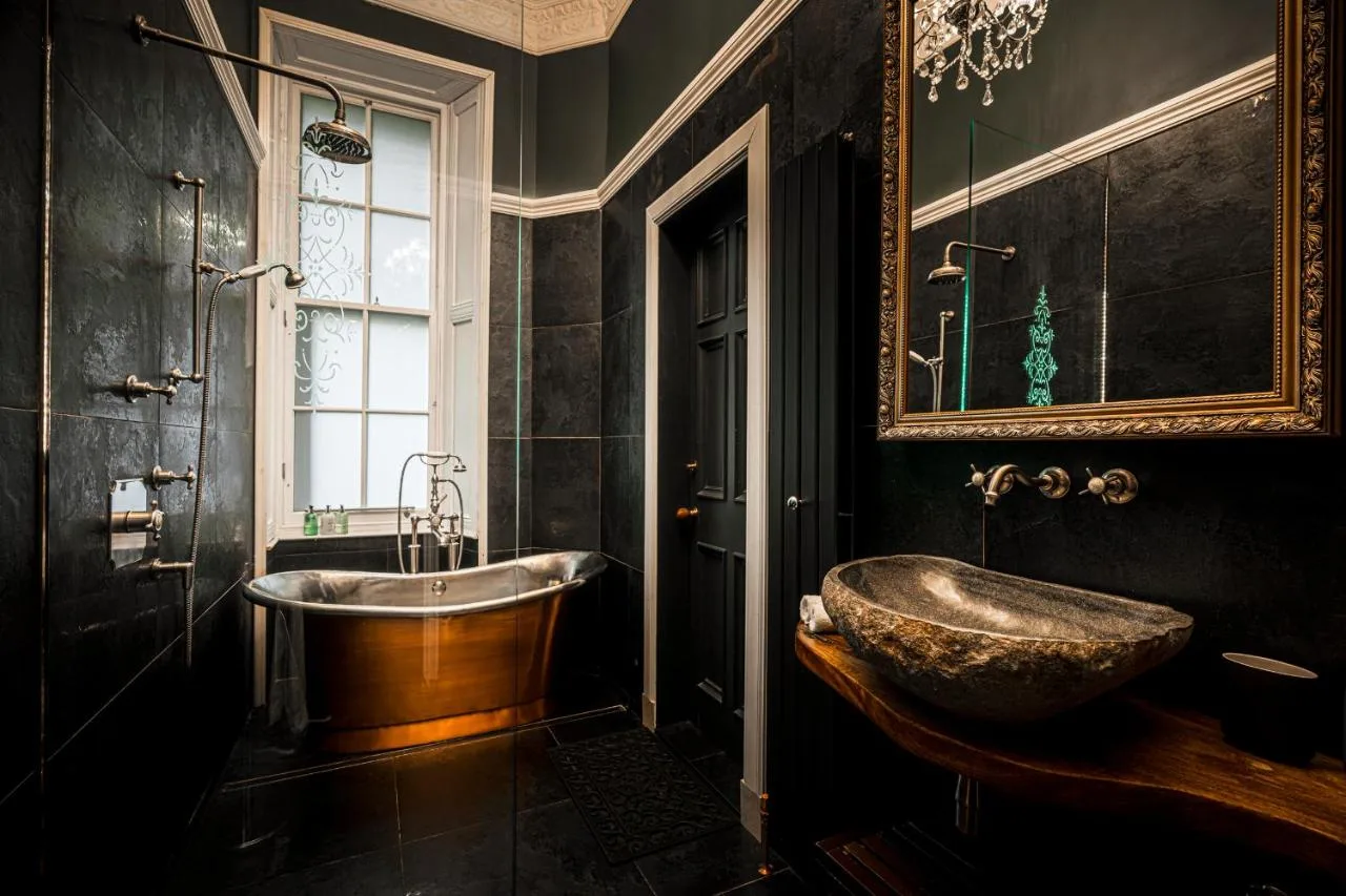Bathroom with copper bath